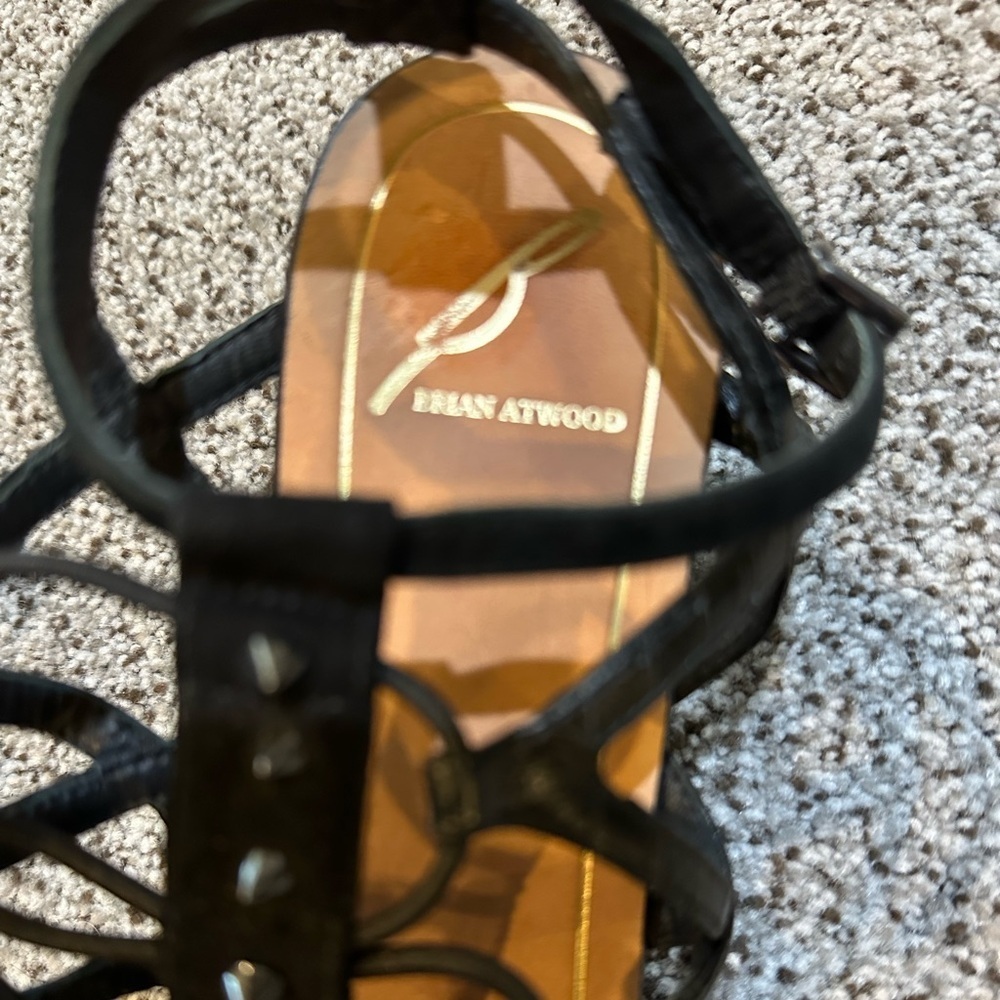 BRIAN ATWOOD Size 6.5 Black Gladiator Agustina Snake Sandals Studs Spikes R $220 - Picture 3 of 9
